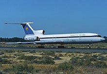 A Kazakhstan Airlines Tu-154 in Sharjah on 1 October 1994